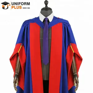 Customized UK Australia Cambridge royal blue master phd doctoral academic graduation cap gown