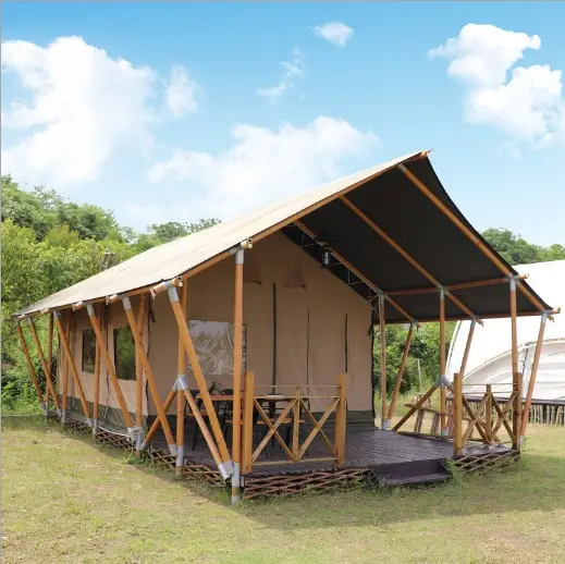 5-8 persone grande impermeabile palo di legno di lusso desert glamping tende da campeggio outdoor hotel resort safari tenda per Alloggio