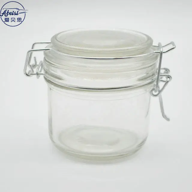 Prendedor redondo pequeno de 150ml e 5oz, jarra redonda para armazenamento de alimentos em vidro, com tampa e braçadeira
