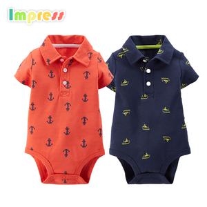Wholesale manches courtes bébé coton barboteuse garçons <span class=keywords><strong>polo</strong></span> collier bodysuit - Product Image 4