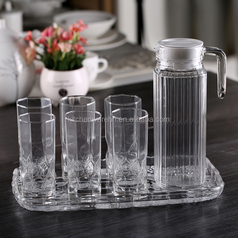 7pcs clear glassware set with lid