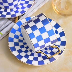 Di lusso di ceramica tazza di tè con piattino set 250 <span class=keywords><strong>ml</strong></span> blu tazze <span class=keywords><strong>da</strong></span> <span class=keywords><strong>caffè</strong></span> in porcellana - Product Image 3