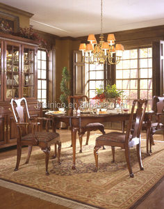 <span class=keywords><strong>Table</strong></span> à <span class=keywords><strong>manger</strong></span> fantaisie en bois massif avec chaises <span class=keywords><strong>pour</strong></span> 6 <span class=keywords><strong>personnes</strong></span>, ensemble de salle à <span class=keywords><strong>manger</strong></span> classique européen couleur cerise - Product Image 6