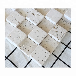 Mosaico in Marmo Travertino Design <span class=keywords><strong>Cubo</strong></span> <span class=keywords><strong>di</strong></span> <span class=keywords><strong>Rubik</strong></span> Mosaico 3D per Sfondo Bar - Product Image 3