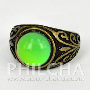 แฟชั่นเปลี่ยนสีเครื่องประดับโบราณ Bronze รอบหินอารมณ์แหวน - Product Image 2