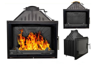 Inserts de cheminée, grand poêle à bois, fonte, haute efficacité, 16 kW, chauffage intérieur avec flamme réelle
