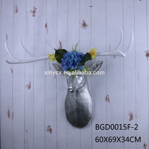 2017 nuevo llegada resina sintética Taxidermia pared Calavera de <span class=keywords><strong>ciervo</strong></span> con flor artificial - Product Image 2