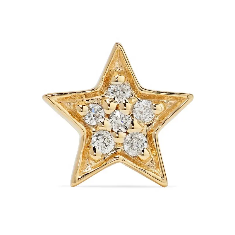 2019 design minimaliste 925 argent étoile de diamant boucles d'oreilles bijoux en or