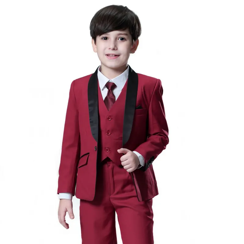 Nimble 1-6 Years Handsome Kids Formal Suit Wine Color Suit & Tuxedo Three Pieces Button Little Boys Suit