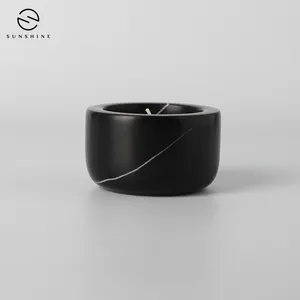 Natural Nero Black Marble Candle Holder For Wedding Party Hotel