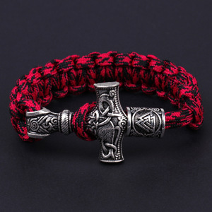 All'ingrosso stile classico Odin <span class=keywords><strong>Thor</strong></span> martello Mjolnir vyking bracciale fatto a mano in lega di zinco Valknut Vegvisir Rune Bead - Product Image 2