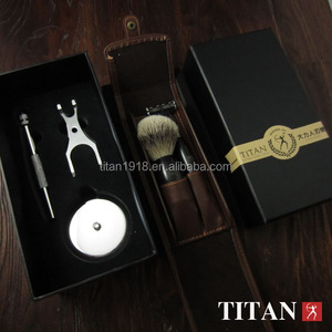 Bộ Dao Cạo Titan Có Tay Cầm Bằng Gỗ Mun, Bộ Lưỡi Thẳng Dùng Một Lần, Dành Cho Nam - Product Image 5