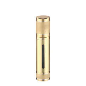 Voorraden 15Ml 30Ml 50Ml 100Ml 120Ml Goud Geborsteld Airless Fles Met Venster Airless Serum Fles