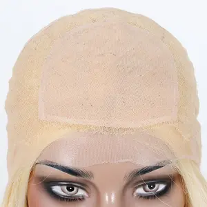 Transparent Lace Color Silky Straight Blonde human hair 613# Virgin Chinese Remy Human Hair Silk Base Top Full Lace Wig