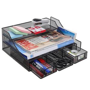 Schwarz Draht Mesh Metall Büro Desktop-Organizer/Dokument Tablett/Datei Lagerung mit 3 Schubladen