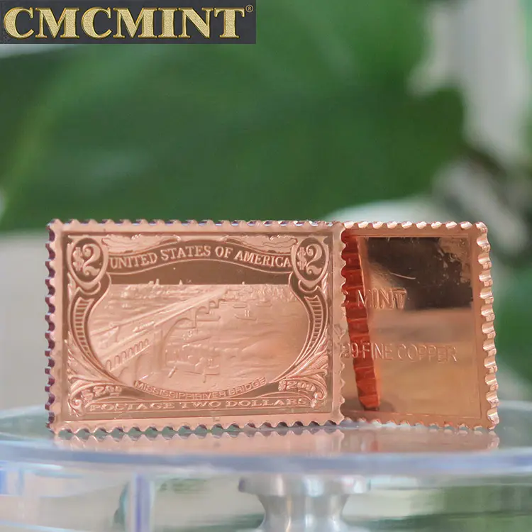 Timbres postale fin en cuivre 999 px 1 oz pont des états-unis, barres de lingots, B23, livraison gratuite