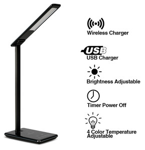 Lampe led au design moderne avec chargeur sans fil usb, idéale pour une table de bureau, la lecture ou pour les adolescents, 1 unité - Product Image 6