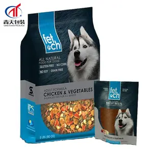Custom logo gedrukt HUISDIER platte bottom stand up pouch voor hond voedsel verpakking