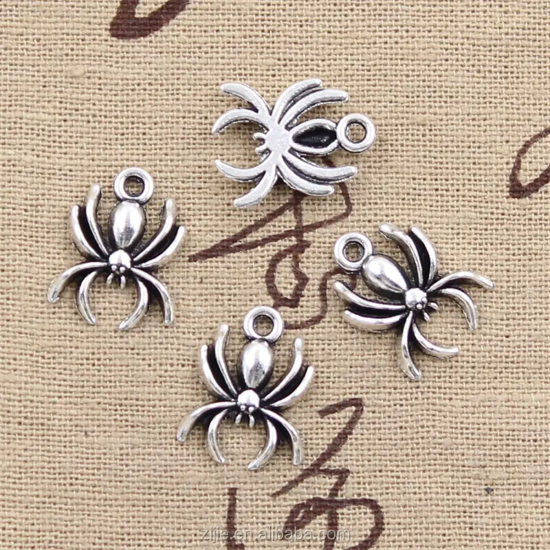 Custom spider charms vintage silver fashion spider halloween charm pendant for jewelry 17*14mm