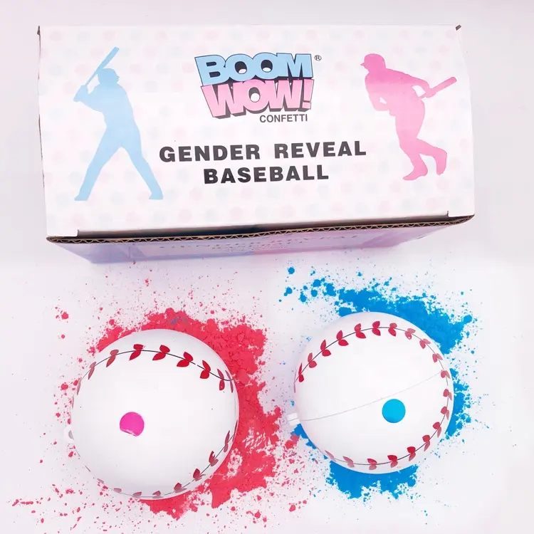 Boomwow पार्टी की आपूर्ति लिंग प्रकट ब्लू गुलाबी बेसबॉल नई लिंग प्रकट पार्टी विचारों में 2pcs एक बॉक्स