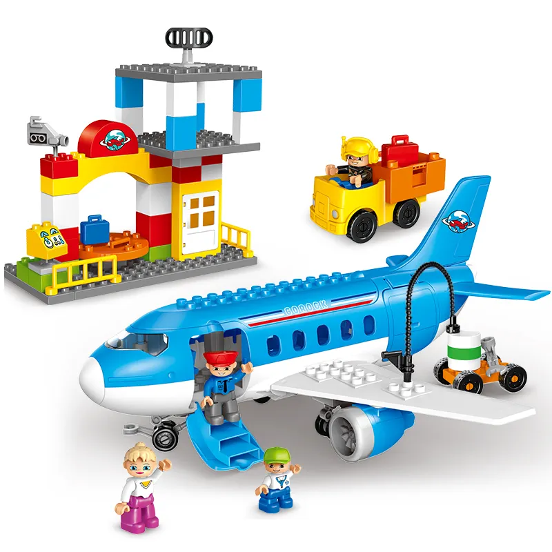शान्ताउ खिलौना नवीनतम बच्चों हवाई अड्डे के साथ एबीएस प्लास्टिक बड़ी इमारत ब्लॉक खिलौने duplo