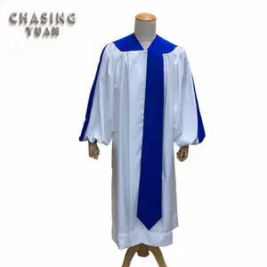 En gros Personnalisé Blanc/Bleu Église Chorale Robe