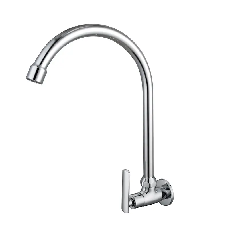 Swan neck wall mount cold kitchen sink water tap