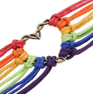Trendy <strong>Gay</strong> <strong>Pride</strong> Bracelet Heart and Love <strong>Gays</strong> Dyke LGBT 7 Colors Cotton Cord Rainbow Flag <strong>Jewelry</strong>