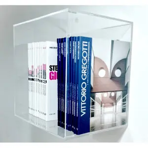 Blauwe kubus helder acryl perspex display box 33x33x25- muur opslag display