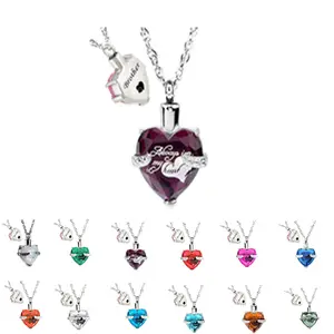 Brother Glass Cremation Jewelry Always in My Heart Birthstone Pendant Urn Necklace Ashes Holder Keepsake