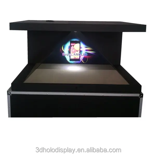 Exibição de holograma 3d, caixa holográfica 3d, showcase holográfico com resolução de full hd