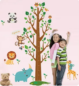 large height measurement animal tree wall sticker for kids