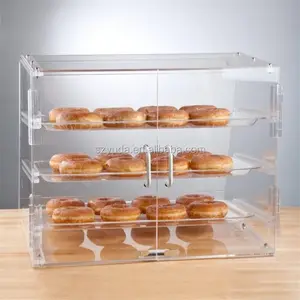 Sur mesure Acrylique 3 grand rectangle plateau de boulangerie armoire avec portes arrière exceptionnelle acrylique cupcake dessert vitrine d'affichage