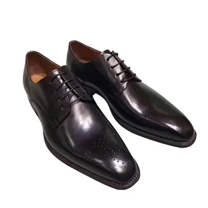 Zapatos de boda de estilo europeo para hombre, calzado de cuero negro a la moda, precio de fábrica