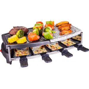 Indoor 8 Orang Batu Plate Listrik Griddle Raclette Keju Bbq Kebab Grill