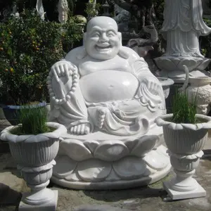 Motif de marbre blanc, 1 pièce, bouddha hilarant