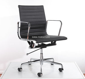 Emes modern ribbed back executive chair de bureau genuine leather black - Product Image 4
