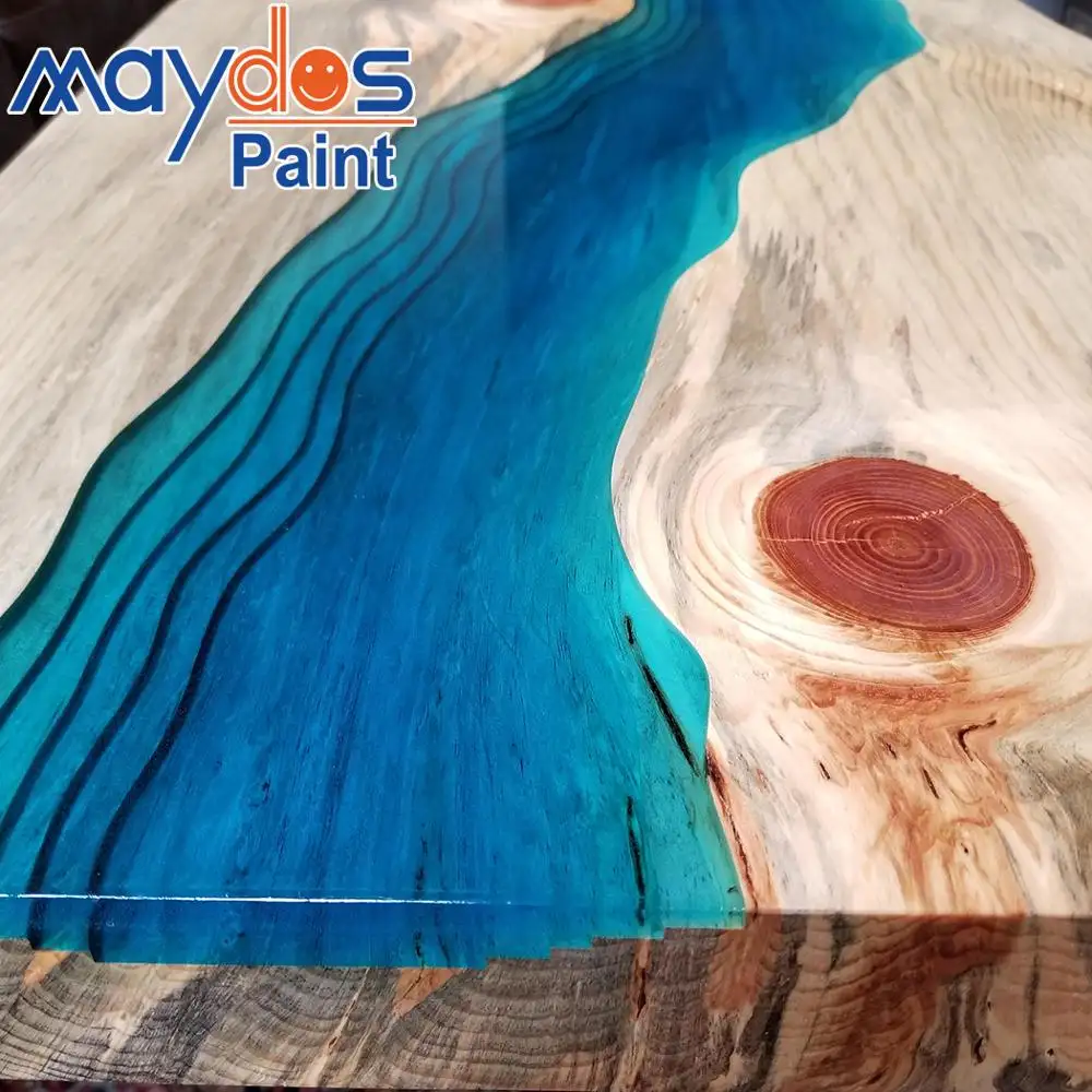 木製テーブル用メイドスクリアガラスエポキシAB透明塗料