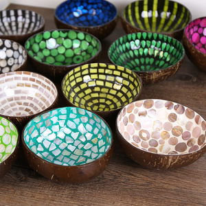 Handmade tự nhiên vỏ dừa Bát kẹo Bát trang trí sáng tạo sơn mài dừa bát - Product Image 5