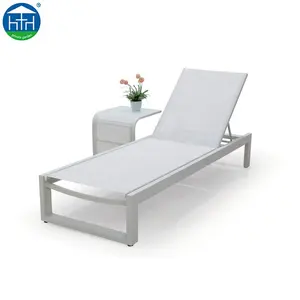 Aluminium Frame Mesh Stof Strand Zonnebank Outdoor Chaise Lounge Ligstoel Voor Tuin Hotel En Park Gebruik