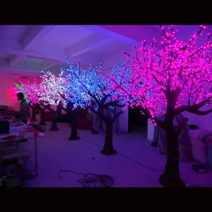 Mini LED flor de cerezo árbol blanco cálido adornos rústicos de jardín led Luz de árbol de cono de Navidad