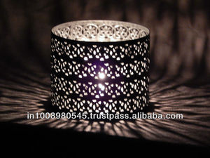 Vintage Iron Metal <b>Candelabra</b> Handmade Customizable Color Jali Cut Wedding/Christmas Table Top Votive Candle Holder Hollow - Product Image 3