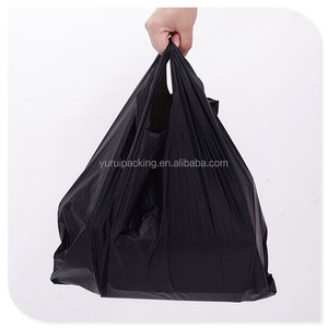 Plastic T Shirt Bag Plastic Plastic Bags Factory Wholesale High Quality Factory Black Plain Plastic T Shirt Bag For Grocery 100pcs/bag