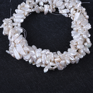 Perlas de Agua Dulce Keshi <span class=keywords><strong>Biwa</strong></span> Naturales Blancas con Orificio Lateral, 6*19 mm - Product Image 4
