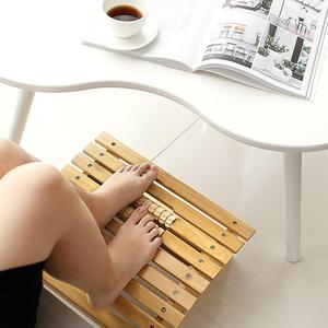 Reposapiés de bambú, taburete de pie debajo del <span class=keywords><strong>escritorio</strong></span>, reposapiés con rodillos masajeadores para oficina y hogar - Product Image 4