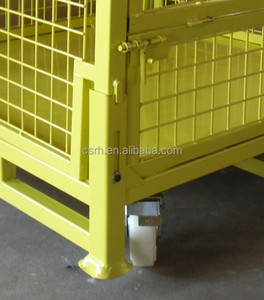 Rh-c02-wheel steel crate 1100 * 1100 * 740 mm <span class=keywords><strong>jaune</strong></span> mobile pliable stoarge cage acier contenant des cages métalliques avec roues - Product Image 4