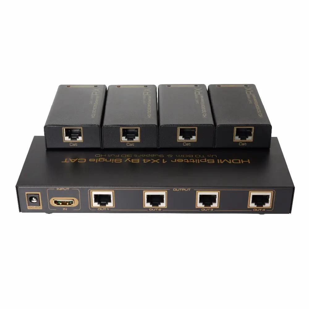 1*4 Hdmi Splitter Extender Over Single Cat 5e/6 Up To 60 Meters Hdmi Switcher With Ir Remote Control Support 3d Full Hd 1080 1080p