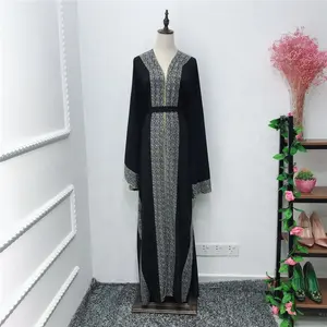 Magnifique robe en crêpe avec pierres pour femmes, musulmane, turque, abaya, nouveau design, 2019