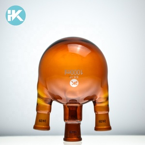 Cristalería de laboratorio ámbar tierra estándar de la boca 1000 ml cuatro cuellos hirviendo frasco proveedor - Product Image 3