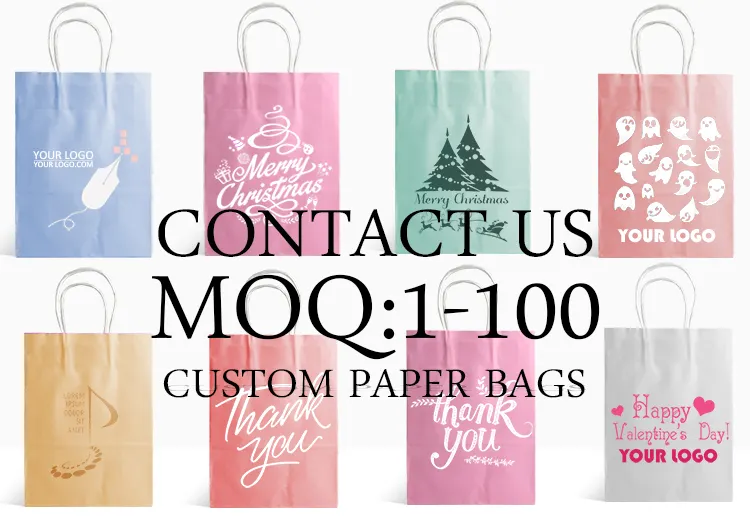 Bolsa de papel de lujo con diseño de logotipo personalizado, embalaje de regalo, bolsa de papel de compras con asa de cinta